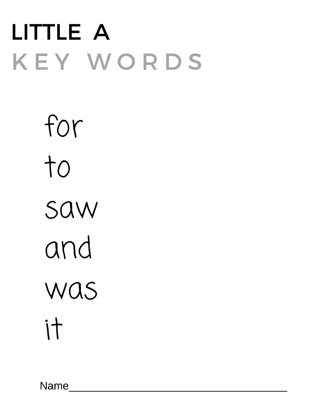 downloadable sight words worksheet-a